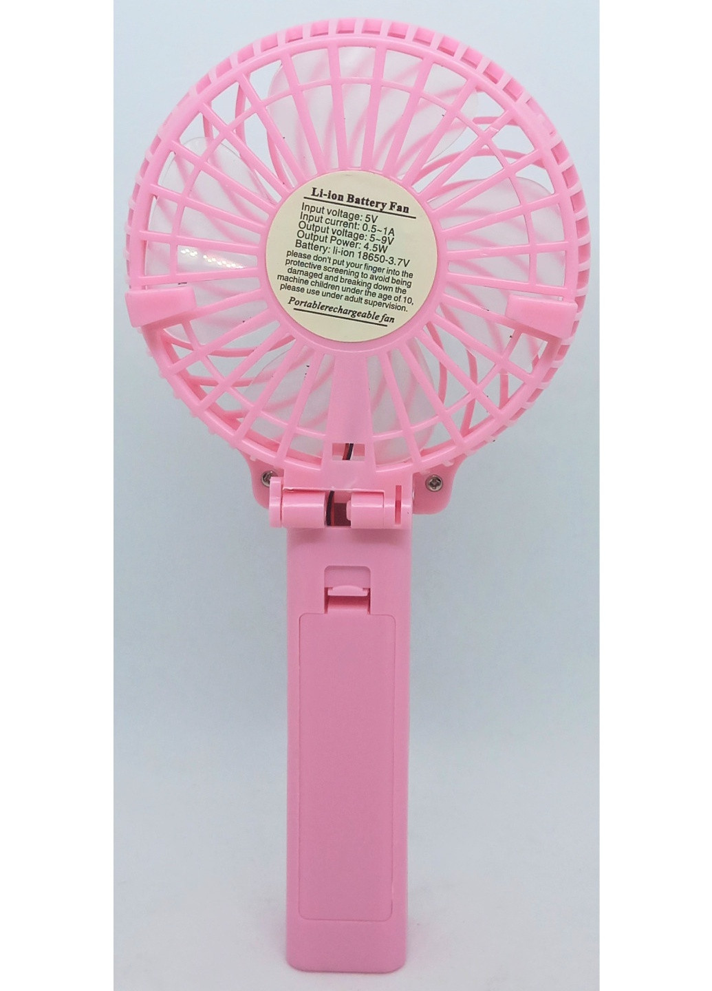 Вентилятор на аккумуляторе ручной с подставкой портативный складной зарядка от USВ розовый фонарик 3 режима No Brand (259753324)