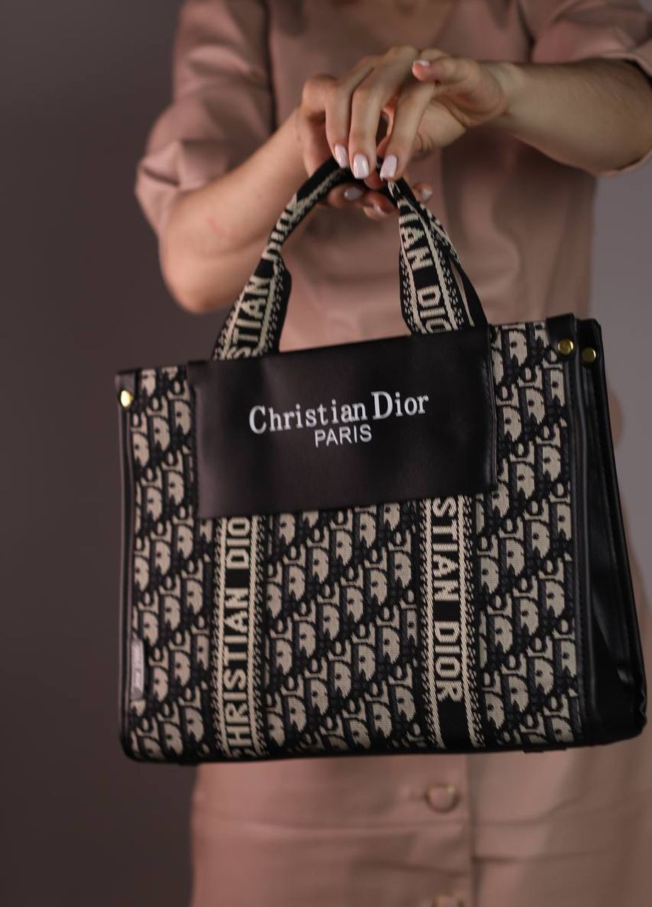 Сумочка з лого Christian Dior black with beige Vakko (273747683)