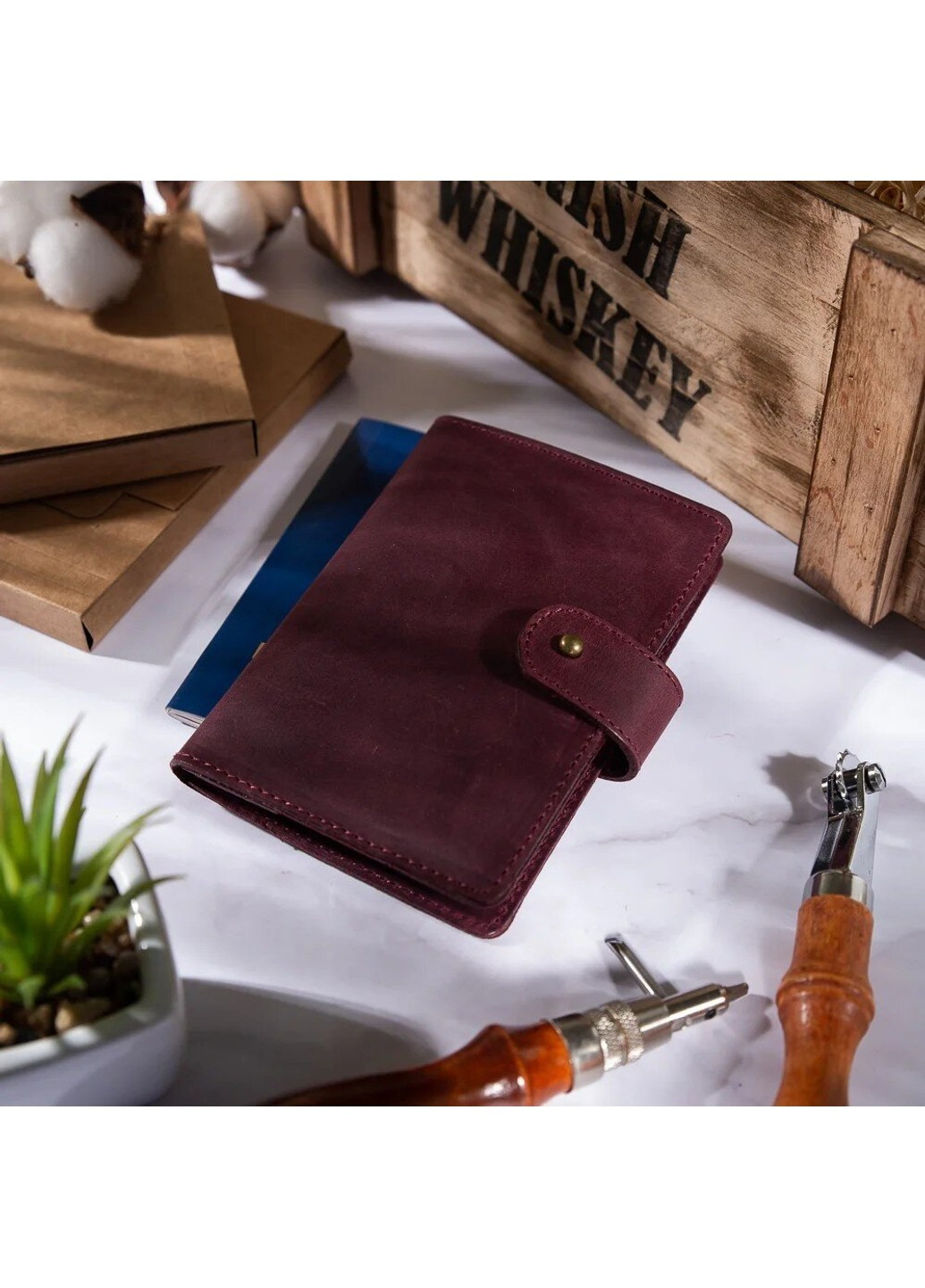 Обкладинка для паспорта зі шкіри PB-03S / 1 Shabby Alga Темно-зелений Hi Art (268371179)