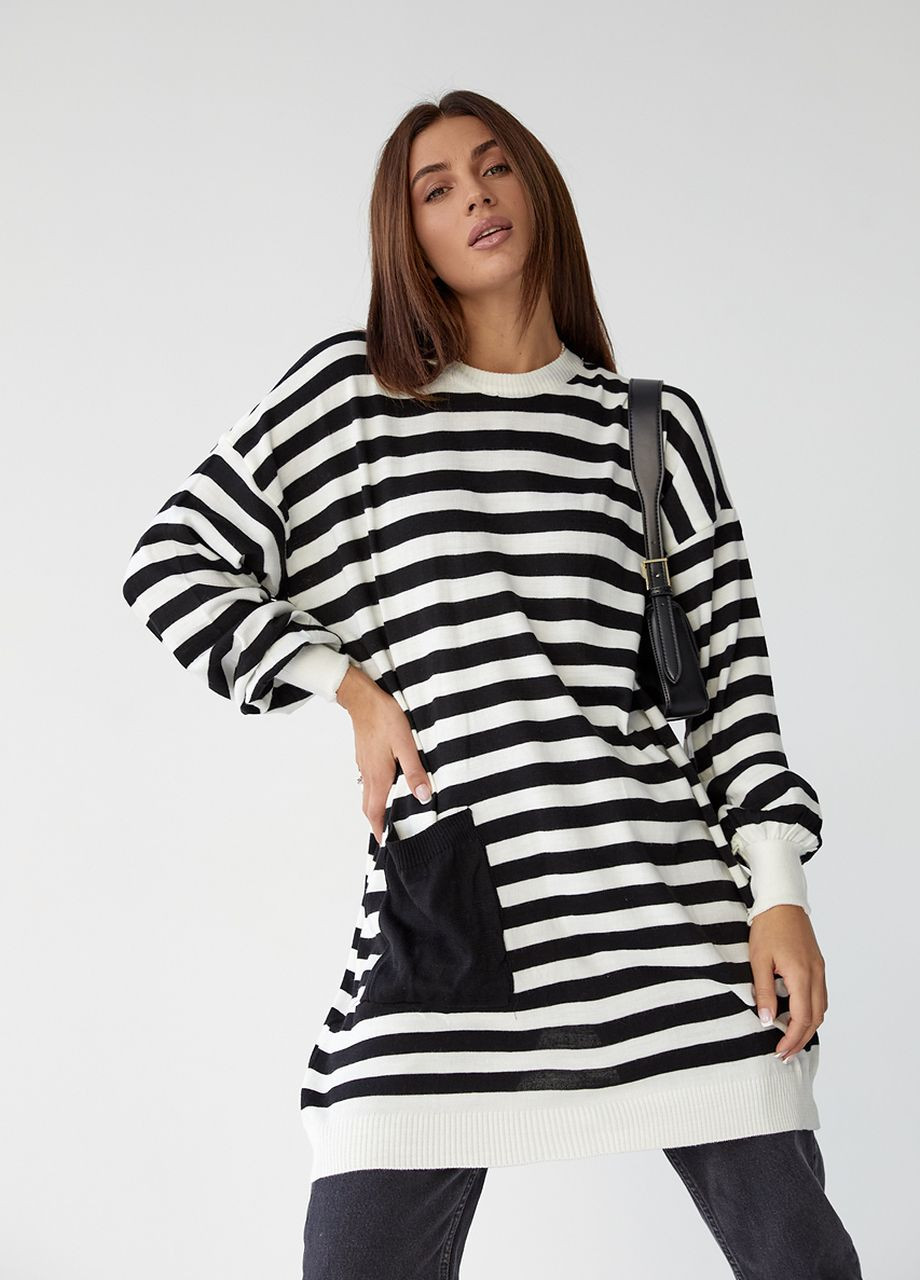 Туника женская в полоску с карманом - черный Lurex (262810237)