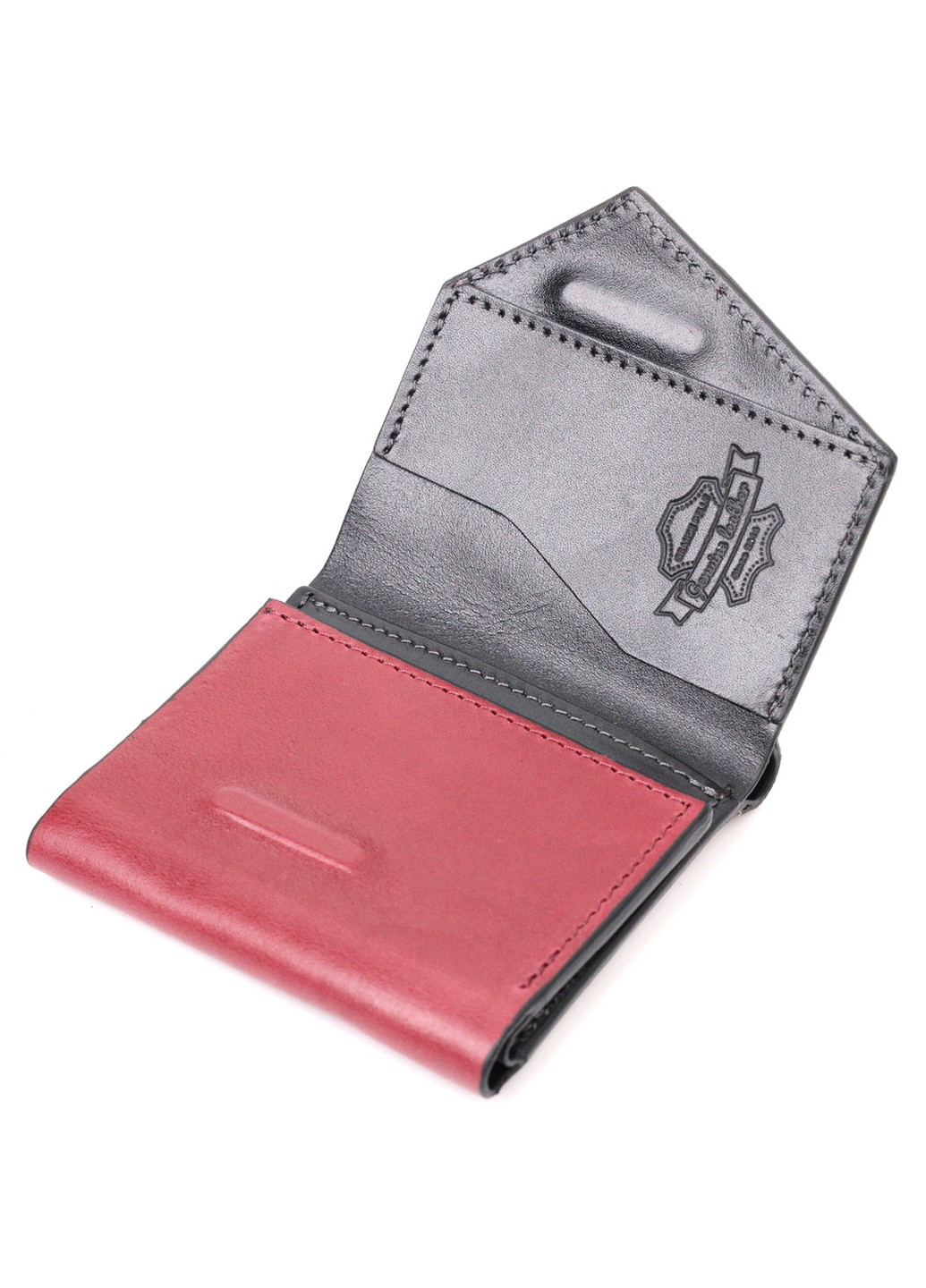 Стильний невеликий гаманець із натуральної шкіри 16800 Бордовий Grande Pelle (267927730)