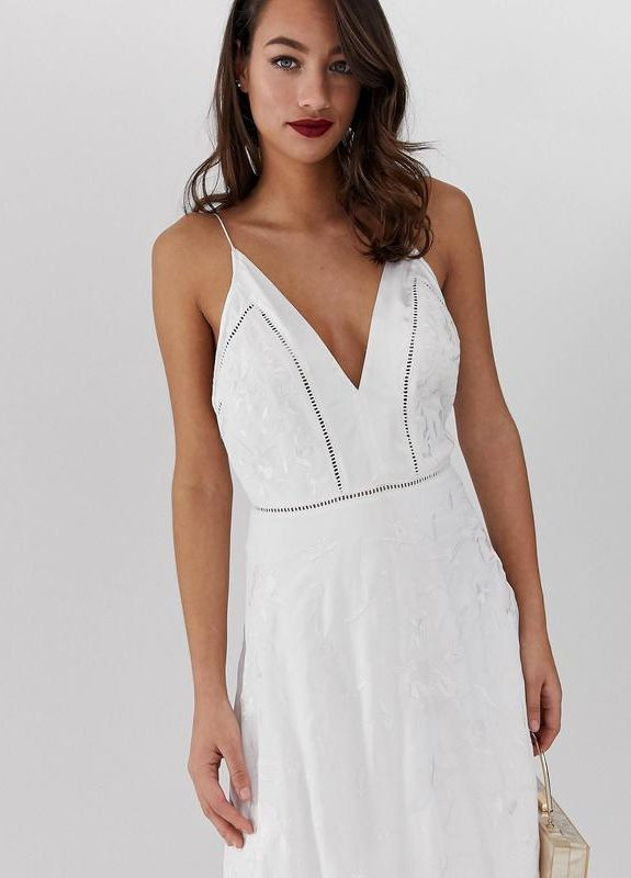 Білий сукня міді з бахромою Asos
