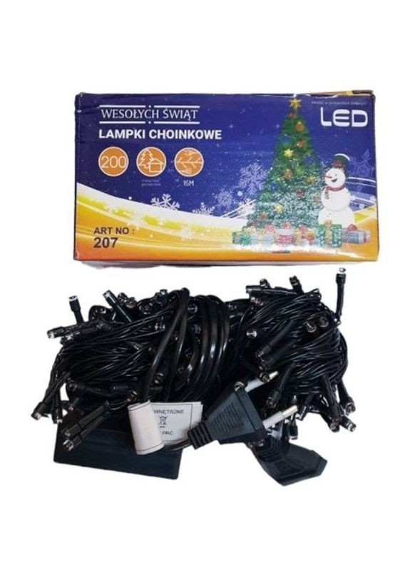 Світлодіодна гірлянда електрична на 200 світлодіодів з контролером зелений провід Жовтий Led (263348228)