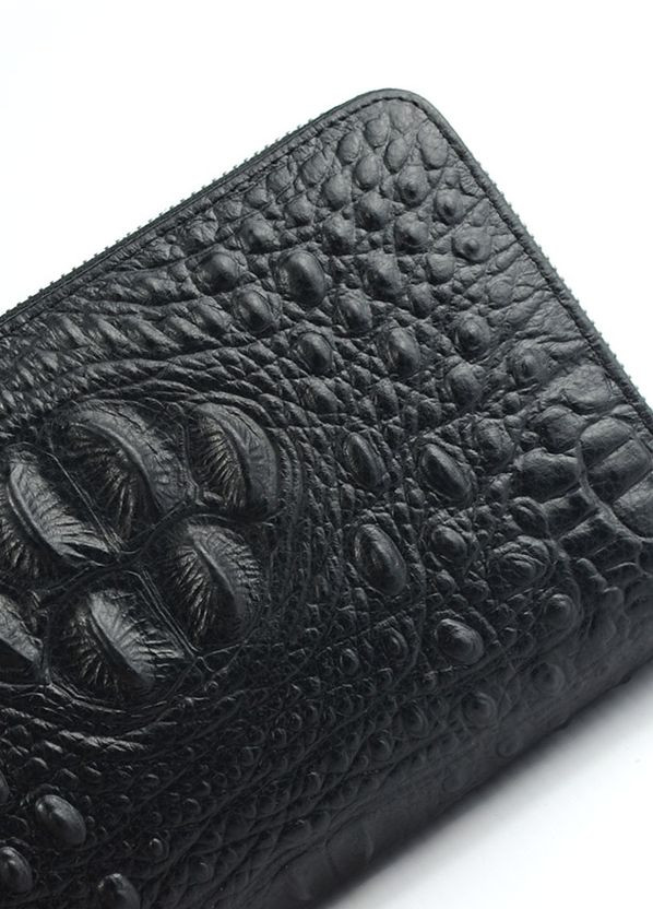 Чоловічий шкіряний товстий чорний клатч сумочка на дві змійки, класичний діловий клатч з тисненням No Brand (266493531)