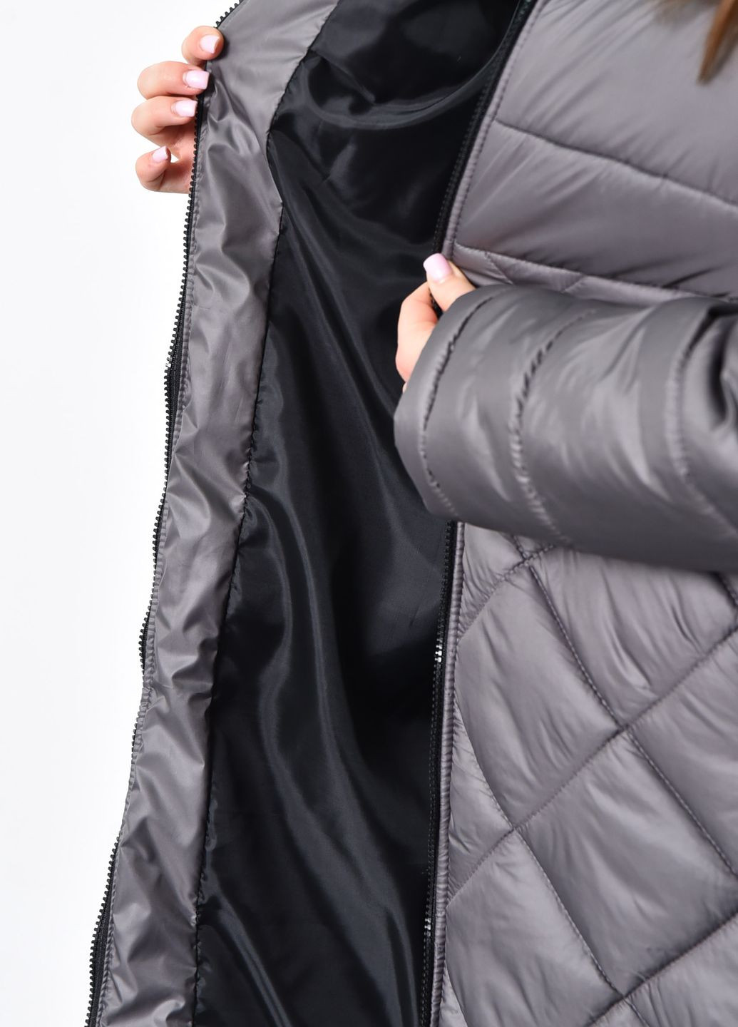 Серая зимняя куртка женская полубатальная еврозима серого цвета Let's Shop