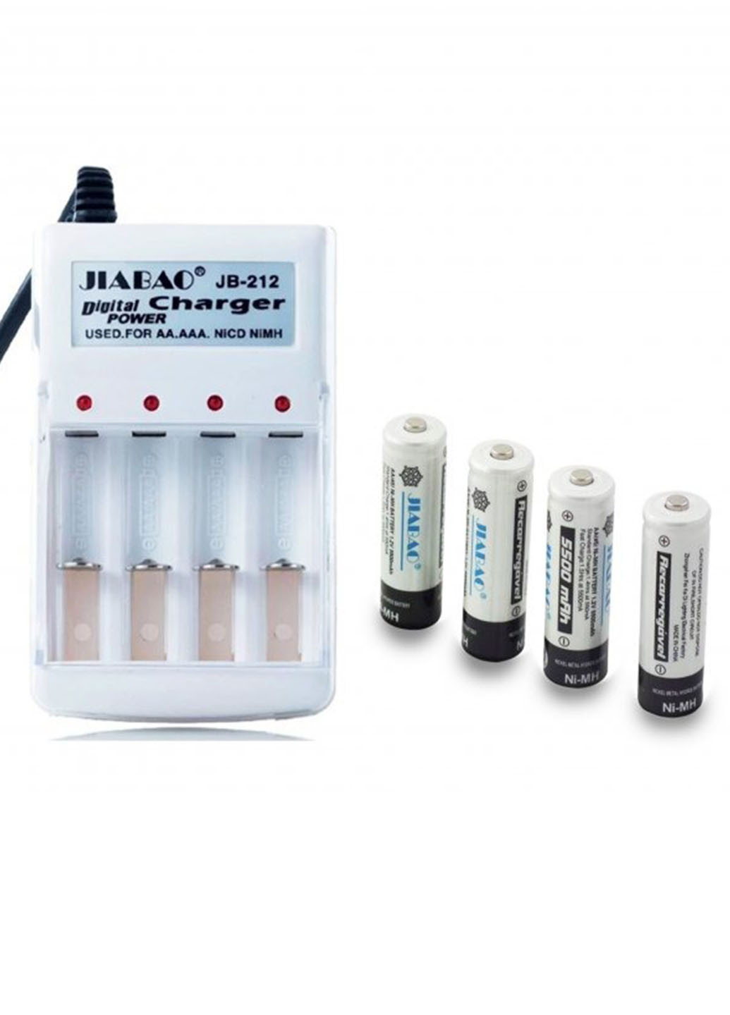 Универсальное зарядное устройство JIABAO для аккумуляторных батареек AAA/AA в комплекте 4 батарейки микропальчик 212AAA Idea jb-212 (272795984)