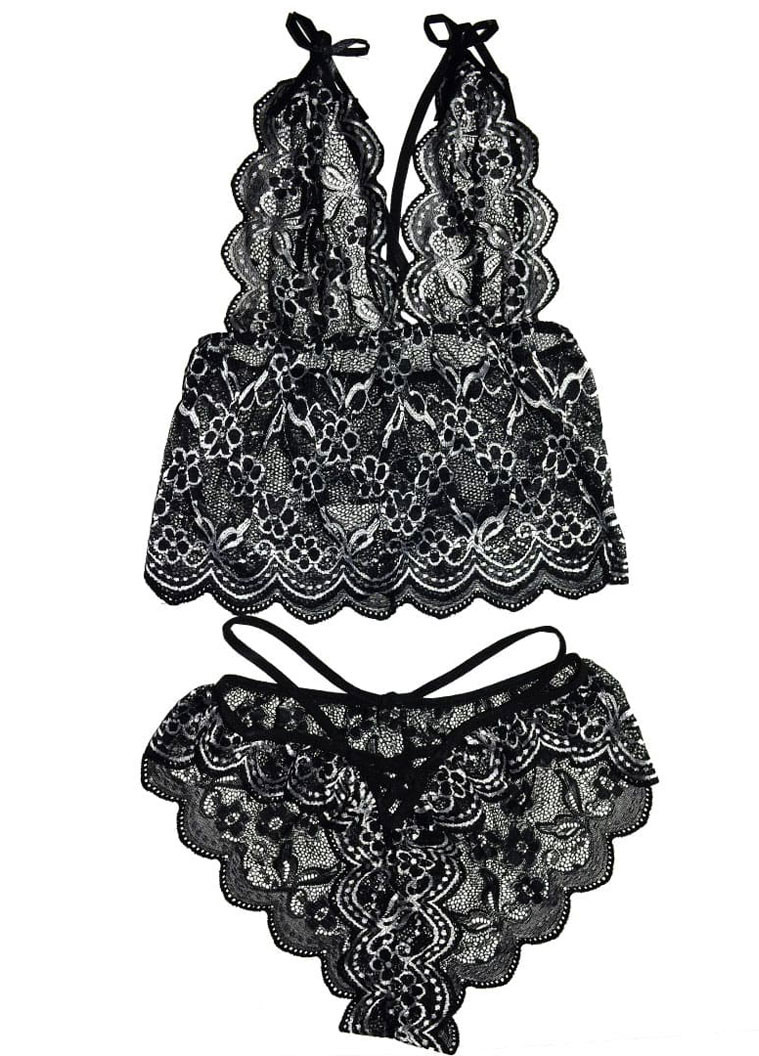 Черный демисезонный эротический комплект Langsha