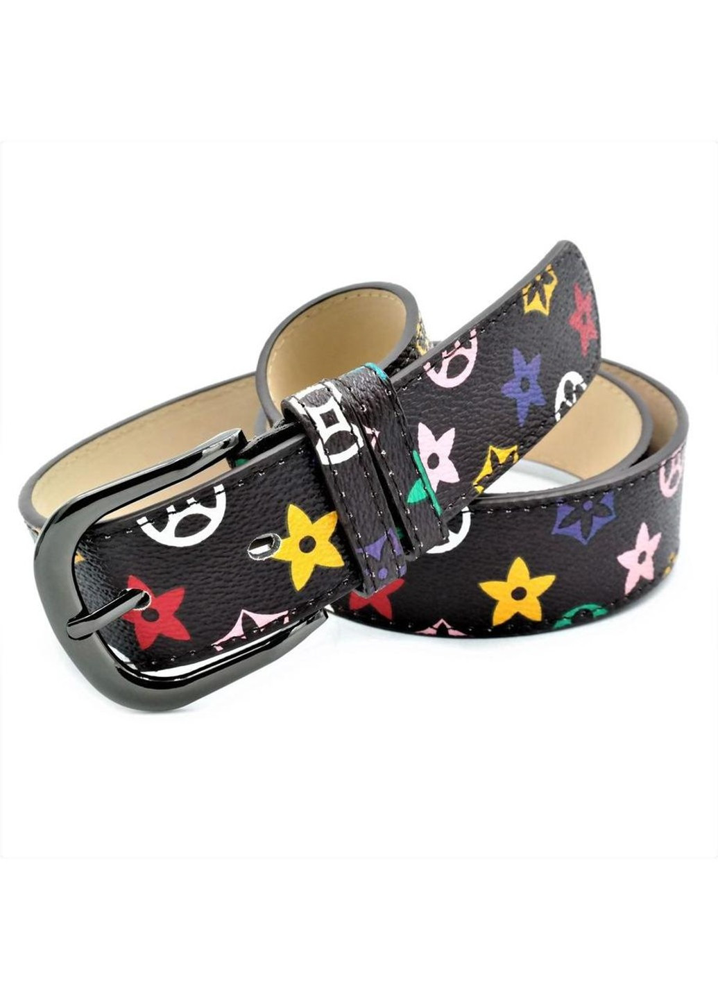 Жіночий ремінь Weatro Коричневий з кольоровим принтом kz-zh35-kit-05 Le-Mon (272596468)