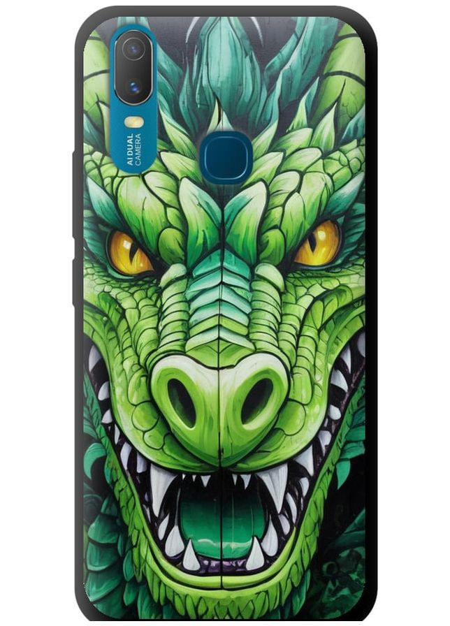TPU чорний чохол 'Зелений дракон' для Endorphone Vivo Y11 (275457368)