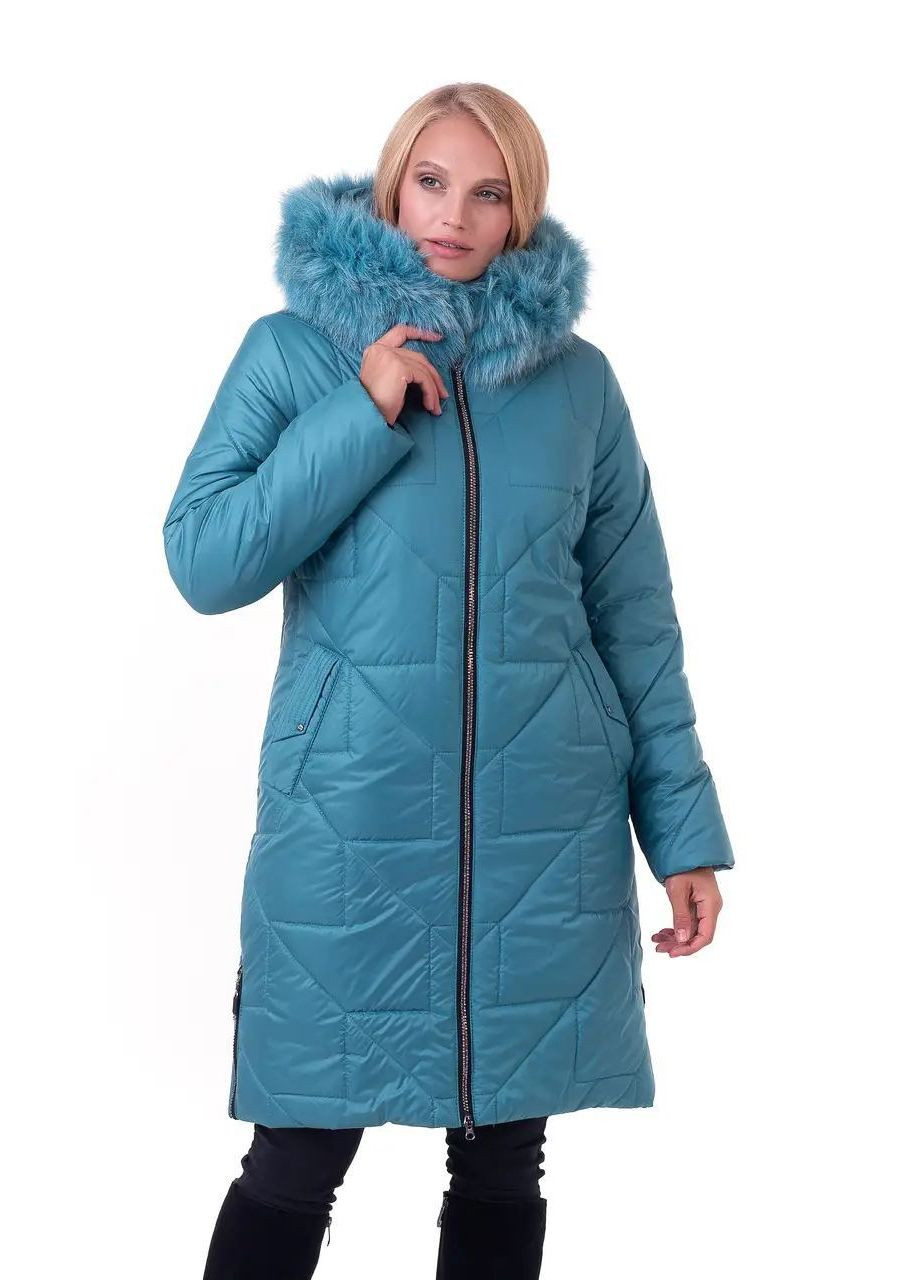 Мятная зимняя женская куртка большого размера зимняя SK