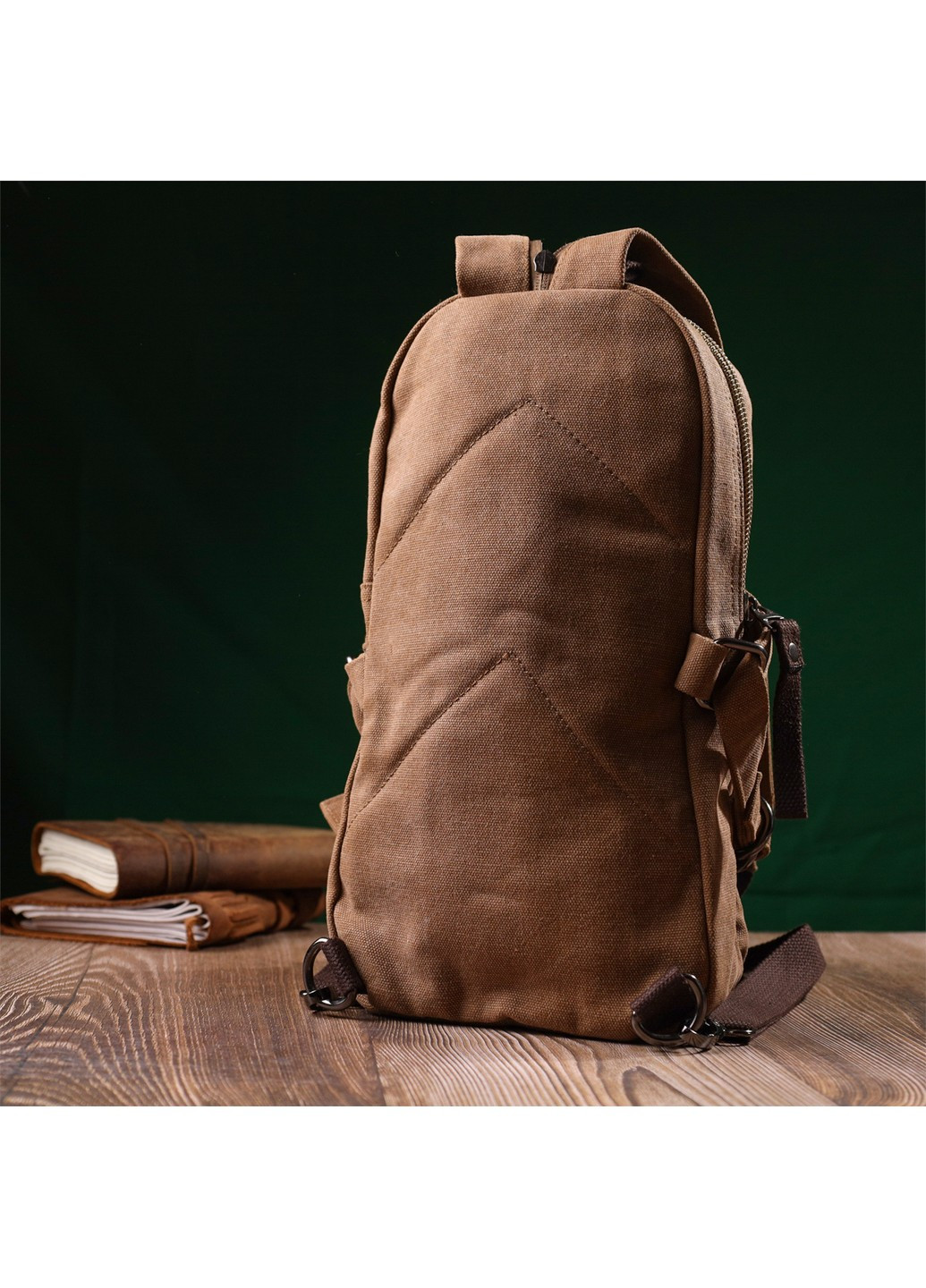 Вместительный текстильный рюкзак в стиле милитари Vintagе 22180 Коричневый Vintage (267925308)