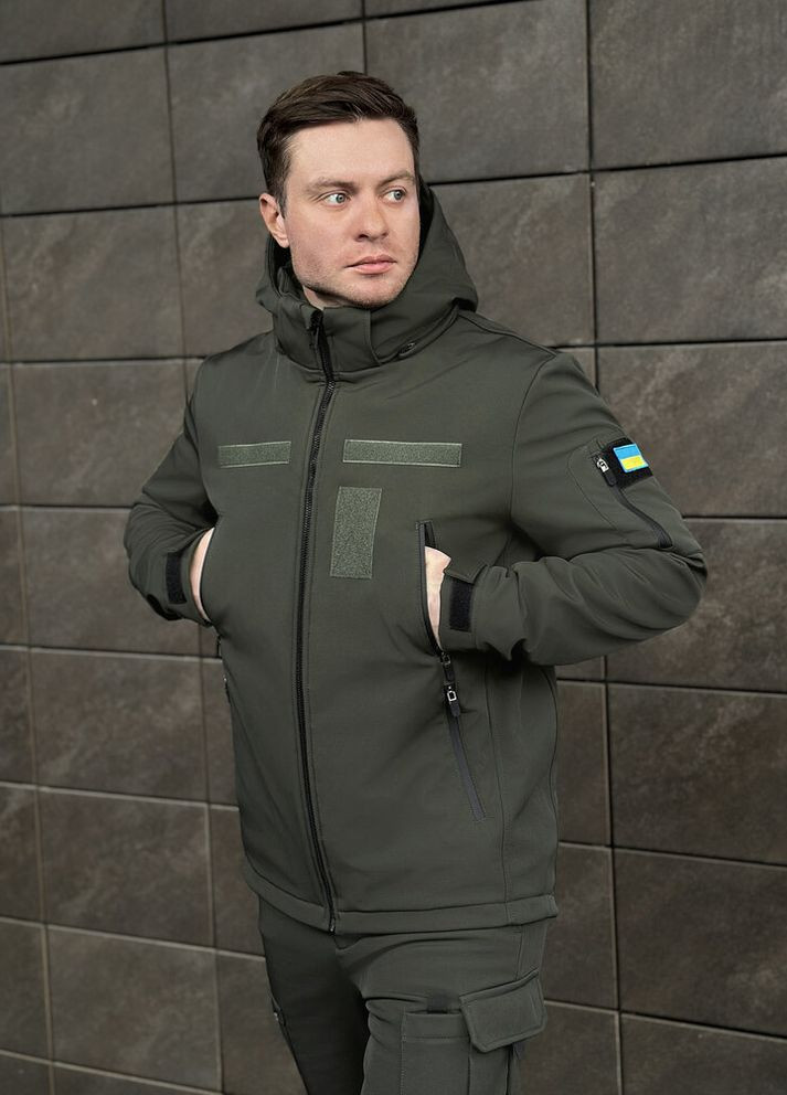 Оливкова (хакі) демісезонна куртка motive із липучками хакі Pobedov