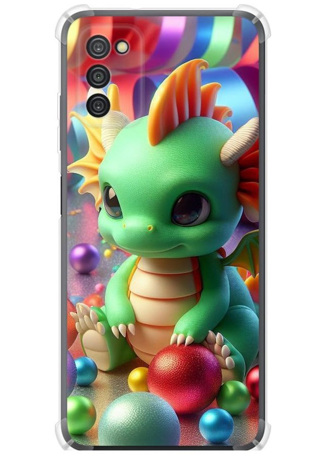 Силіконовий протиударний с посиленими кутами чохол 'Веселий дракончик' для Endorphone Samsung Galaxy A03s A037F (275458658)
