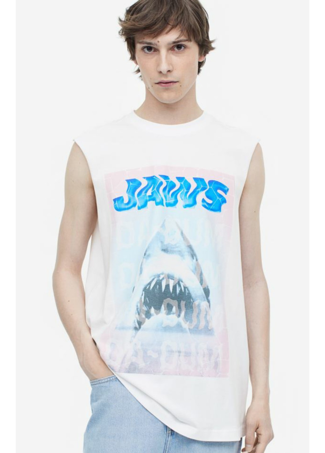 Біла чоловіча футболка з принтом н&м (55814) s біла H&M