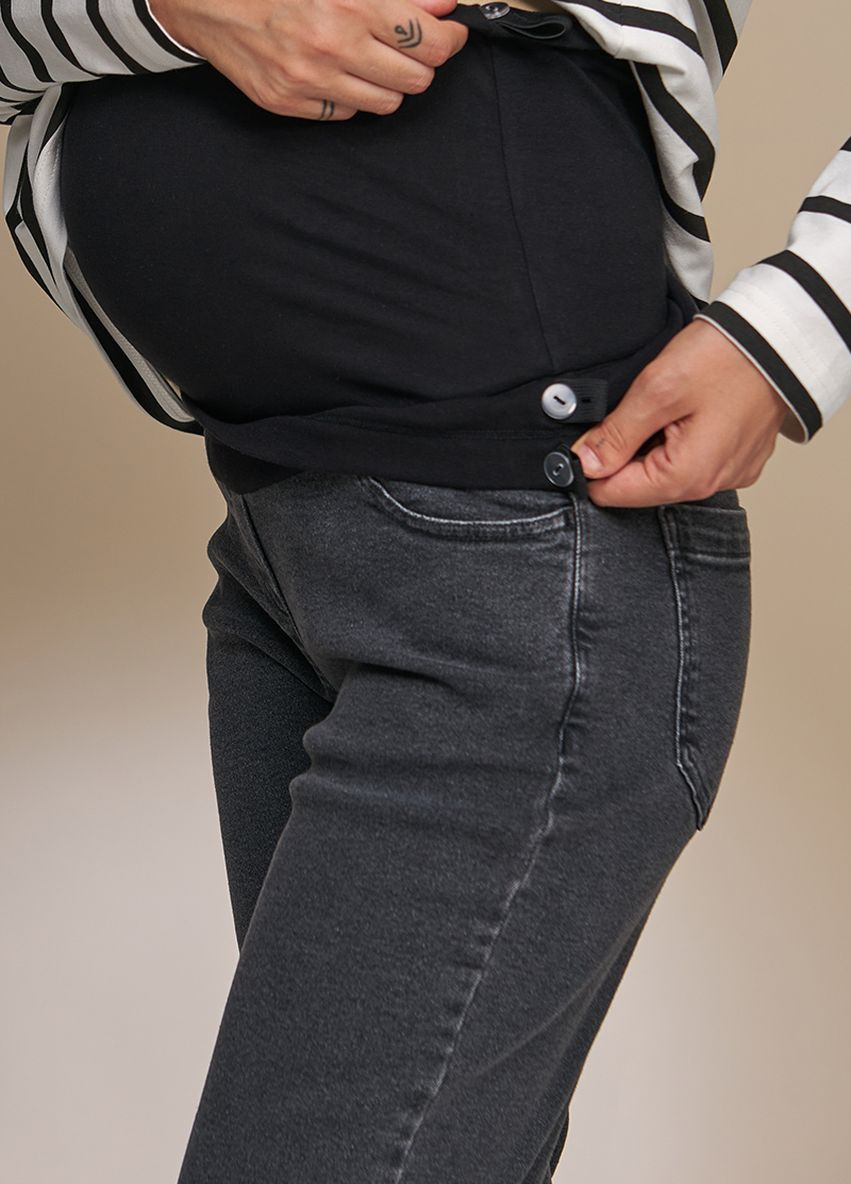 Стильные черно-серые джинсы для беременных Mom slim Юла мама - (269340577)