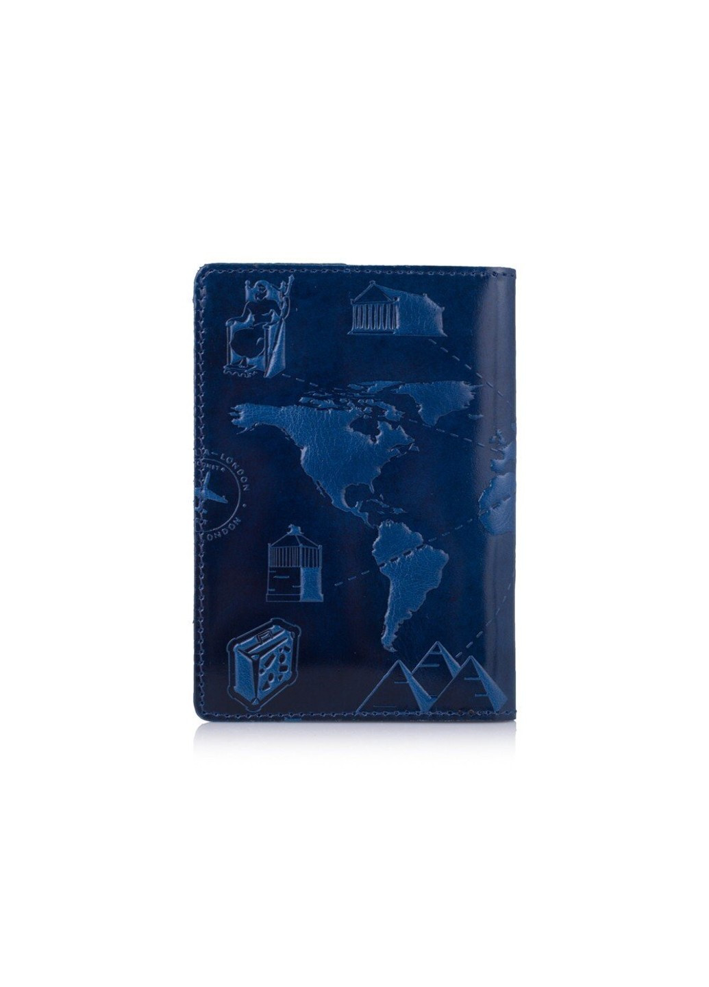 Кожаная обложка на паспорт HiArt PC-01 7 Wonders of the World Голубая Голубой Hi Art (268371450)