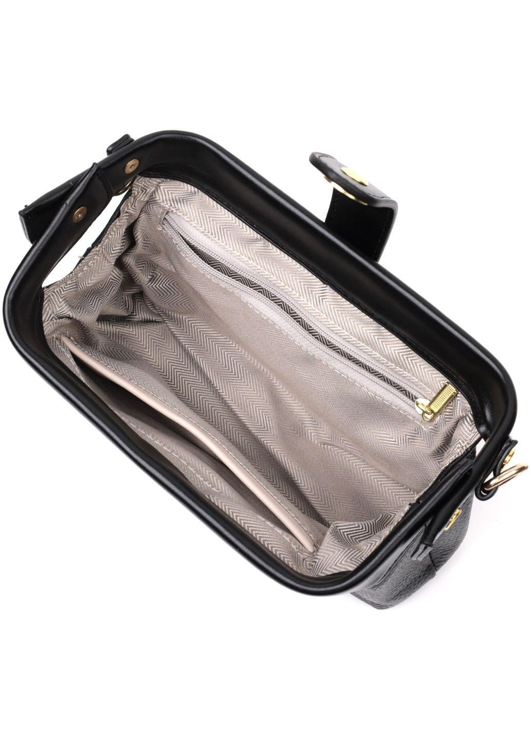 Интересный клатч в классическом цвете с интересной защелкой из натуральной кожи 22427 Черный Vintage (276461758)