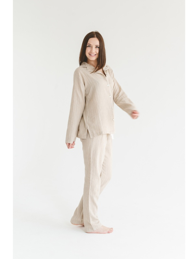 Бежевая всесезон пижама женская home - charly бежевый l кофта + брюки Lotus