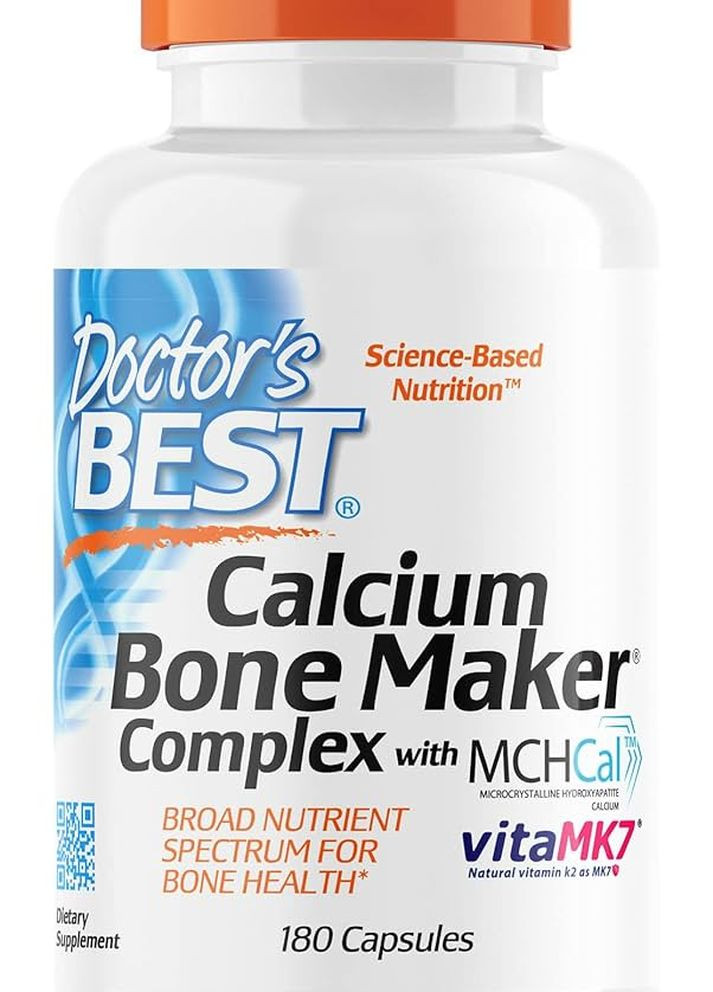 Комплекс для костей с кальцием Calcium Bone Maker Complex with MCHCal and VitaMK7, 180 Capsules Doctor's Best (275657522)