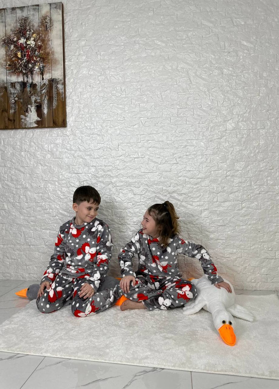 Серая детская пижама двойка цвет серый принт лисичка р.110/116 446905 New Trend