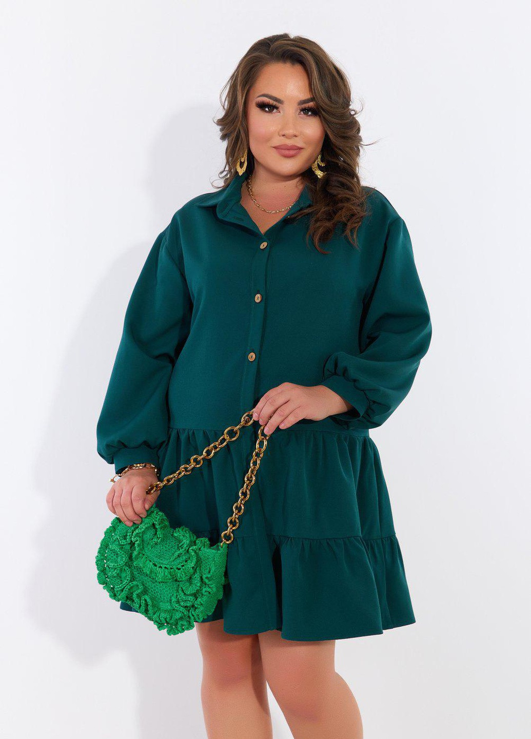 Зеленое сукні великіх розмірів модна сукня (54761) Lemanta