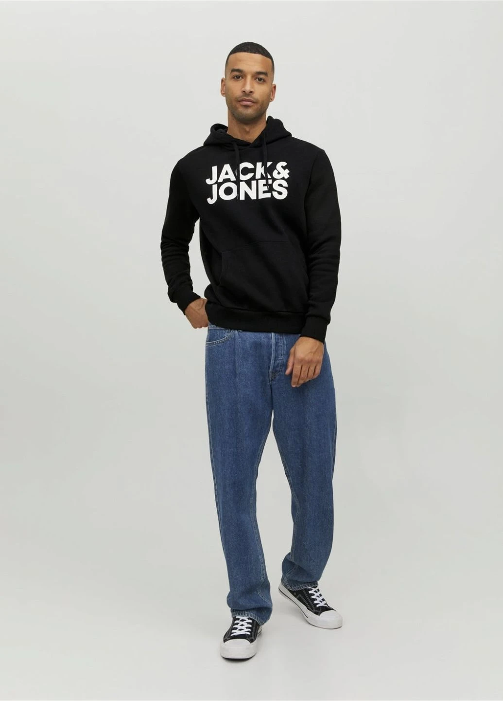 Худі фліс,чорний з принтом,JACK&JONES Jack & Jones (273385298)