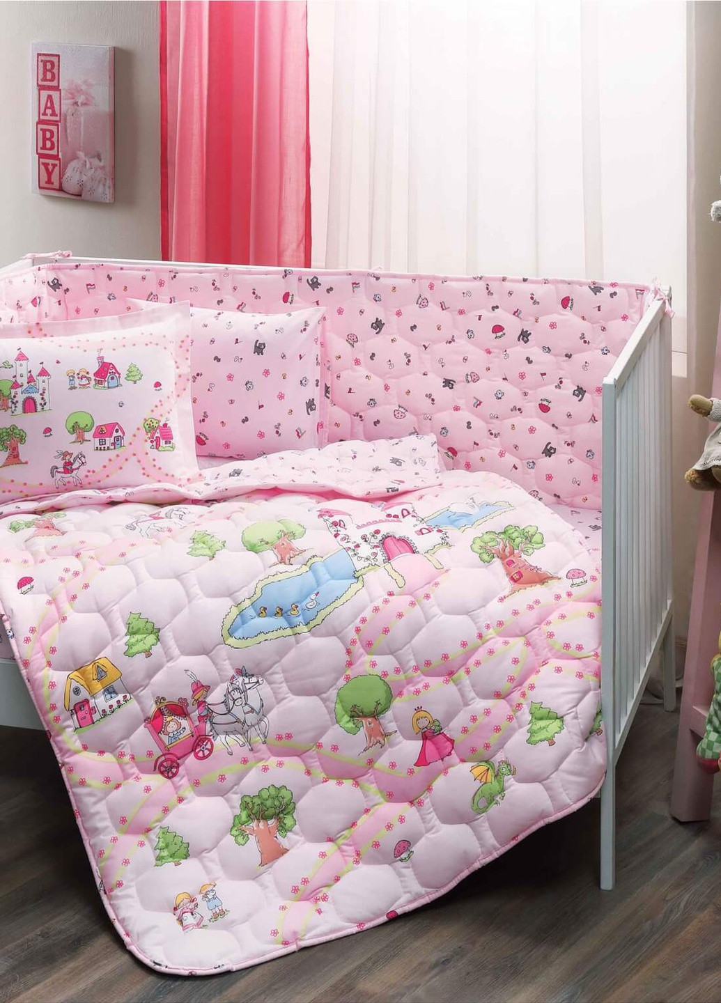 Комплект для немовлят із захистом та ковдрою Princess Pink (6 предметів) Tac (258997252)