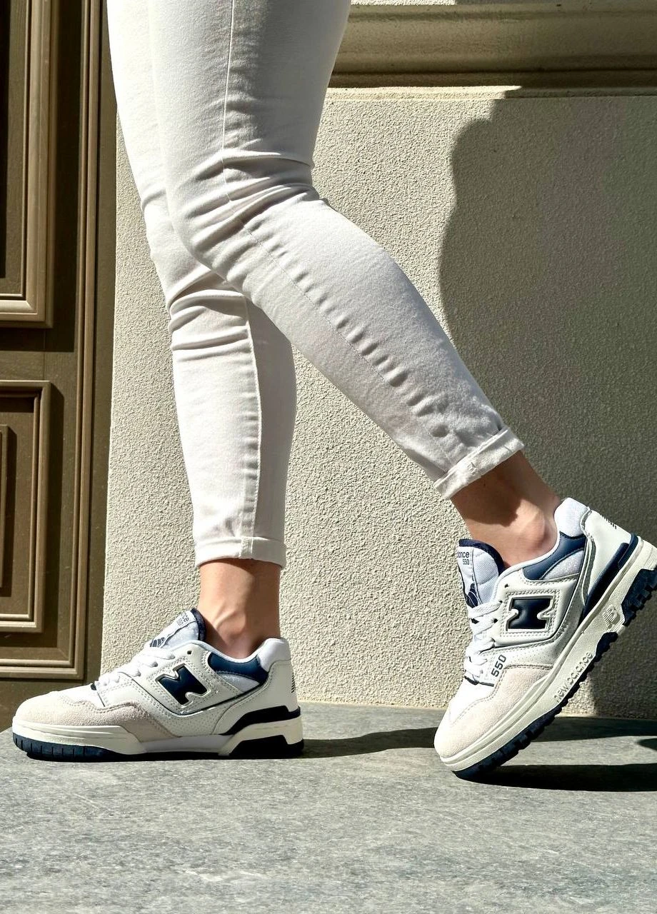 Кросівки репліка 550 White (Navy blue) Vakko білі демісезони (265541668)