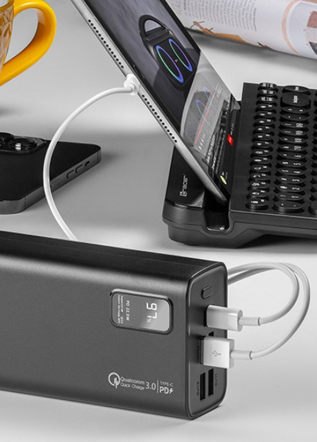 Павербанк 30000 mAh Tracer 4xUSB, PD + QC 3.0, Зарядка для телефона ноутбука роутера планшета, Портативна батарея Martec (256895854)