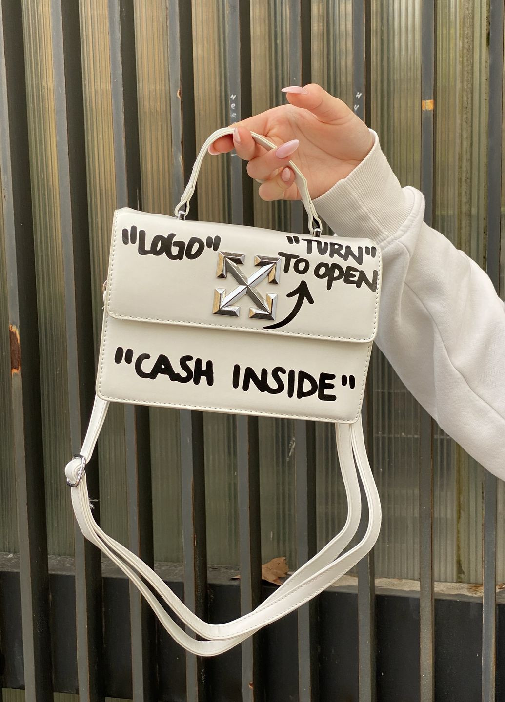Жіноча сумка крос-боді CASH INSIDE біла Off White (271837043)