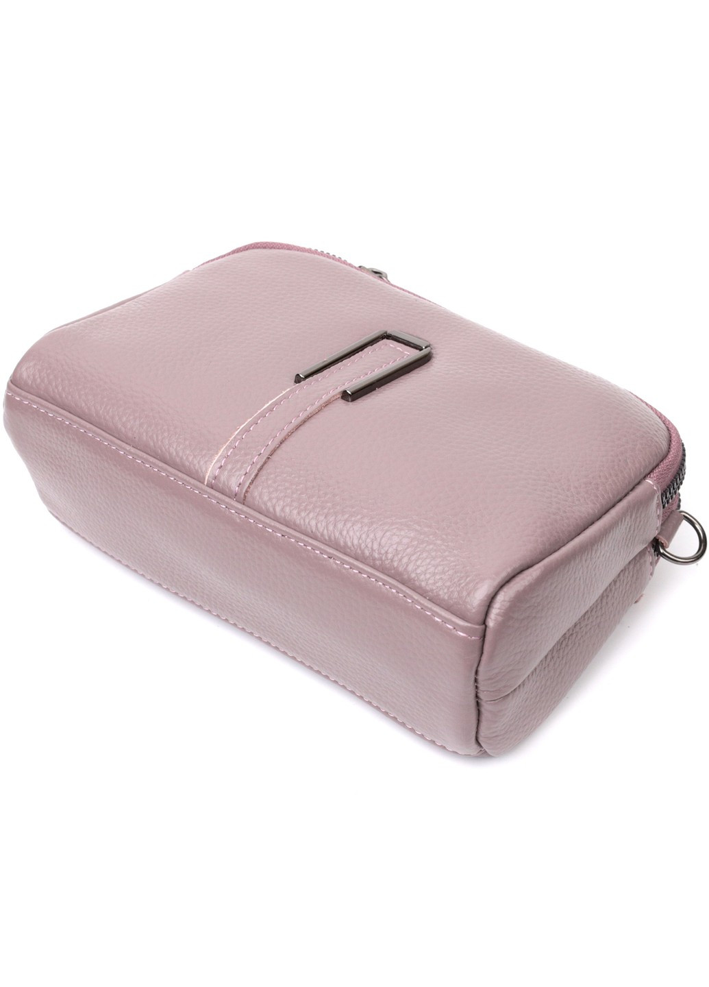 Сумка жіноча цікавого кольору на два відділення з натуральної шкіри 22279 Фіолетова Vintage (276461772)