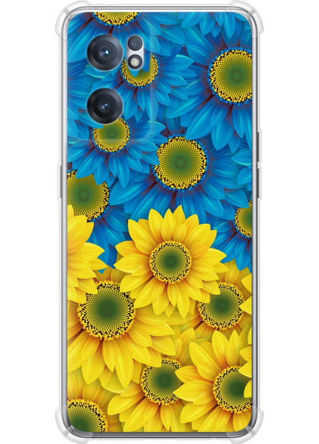 Силиконовый противоударный с усиленными углами чехол 'Жёлто-голубые цветы' для Endorphone OnePlus Nord CE 2 (258567944)