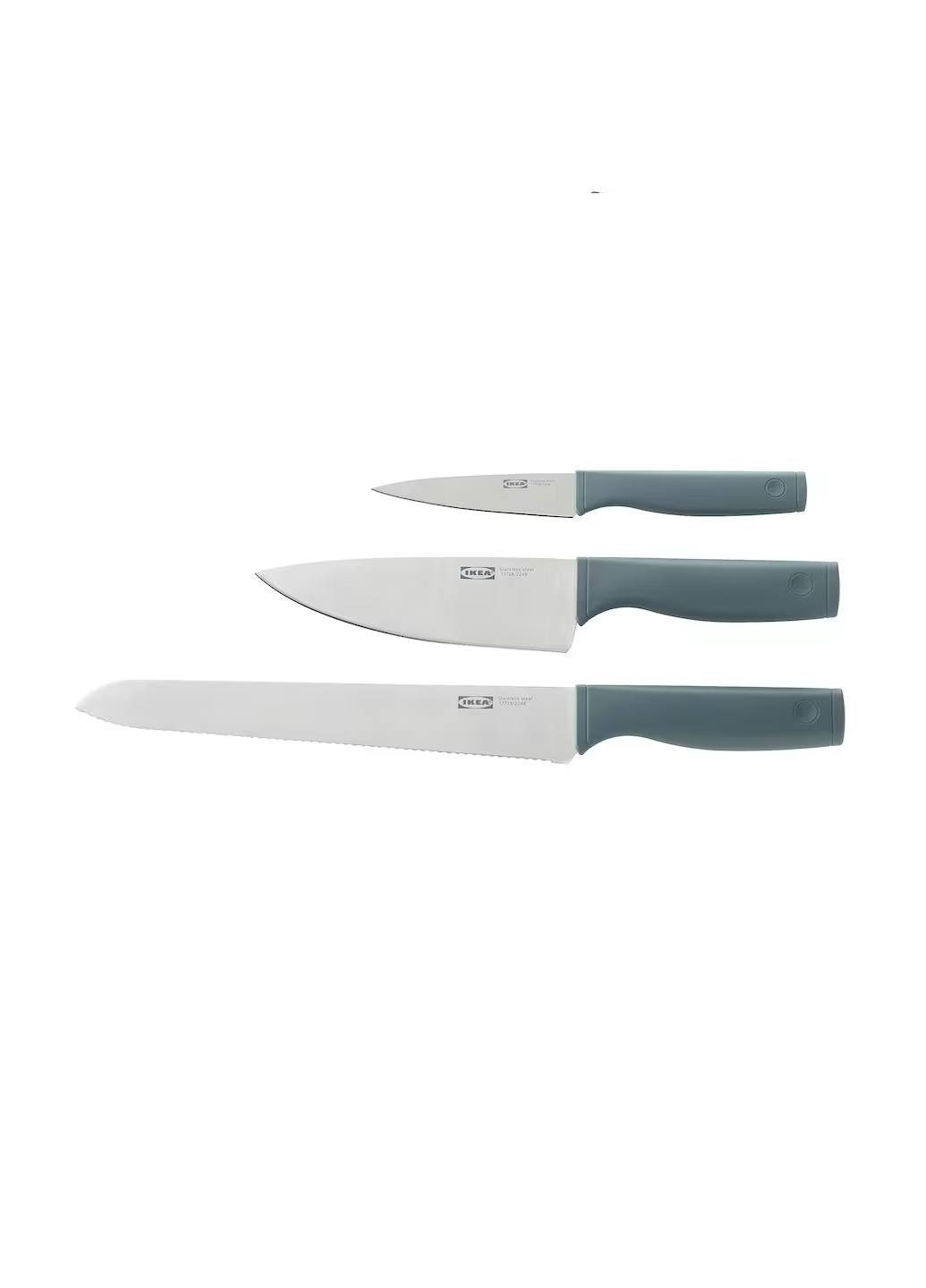 Набор ножей, 3 шт., серо-бирюзовый IKEA tigerbarb (264564848)