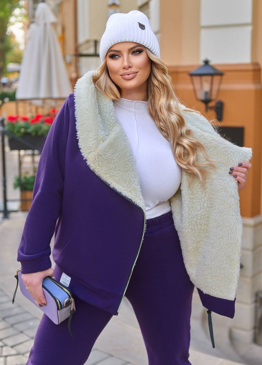 Женский теплый костюм с мехом цвет фиолетовый р.62/64 445496 New Trend (268984262)