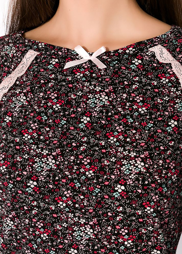 Ночная женская сорочка (Черно-розовый/принт) Time of Style (261922596)