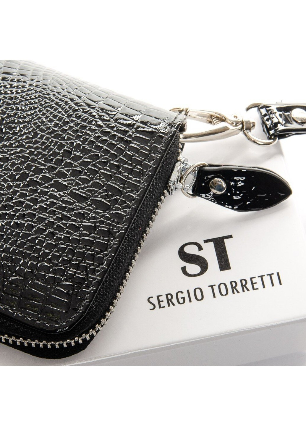 Женский лакированный кошелек из кожи LR W38 black Sergio Torretti (276773345)