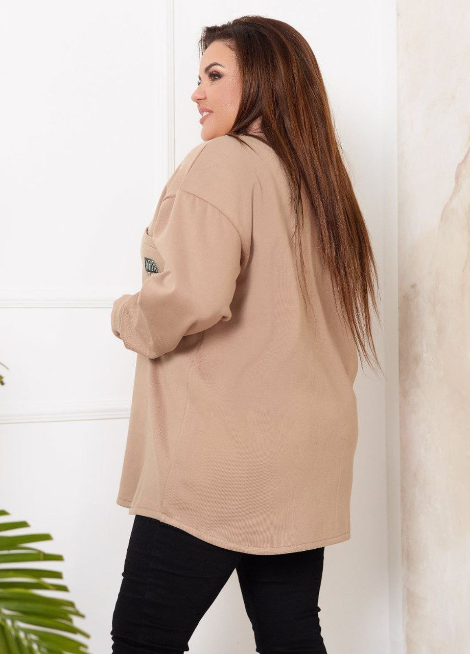 Бежевая женская рубашка-куртка бежевого цвета р.54/56 375981 New Trend