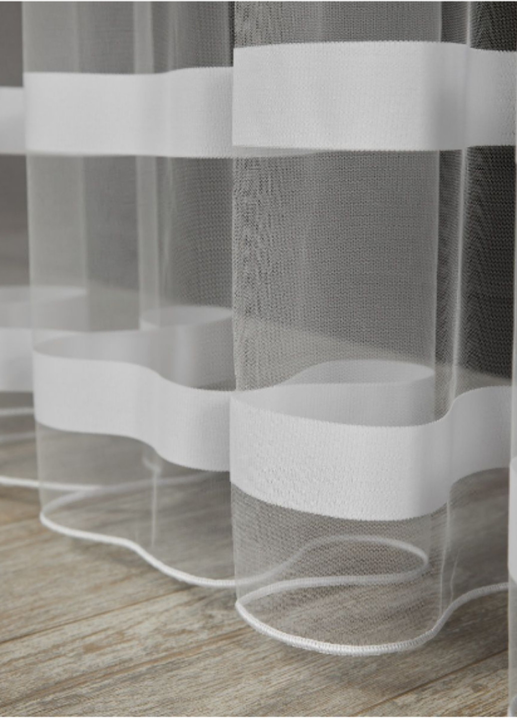 Готовый тюль, ширина 300 см, высота 250 см, рисунок полосками белый No Brand (259296795)