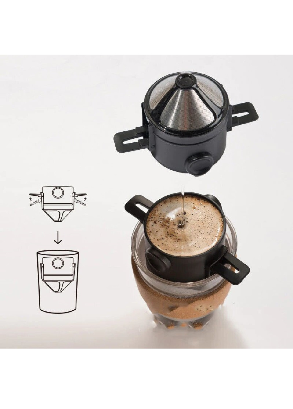 Чашка пуровер с фильтром для кофе и чая 400 мл (473892-Prob) Мятная Unbranded (256739030)