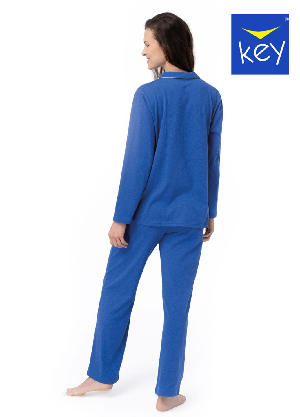 Синя піжама жіноча рубашка + брюки Key