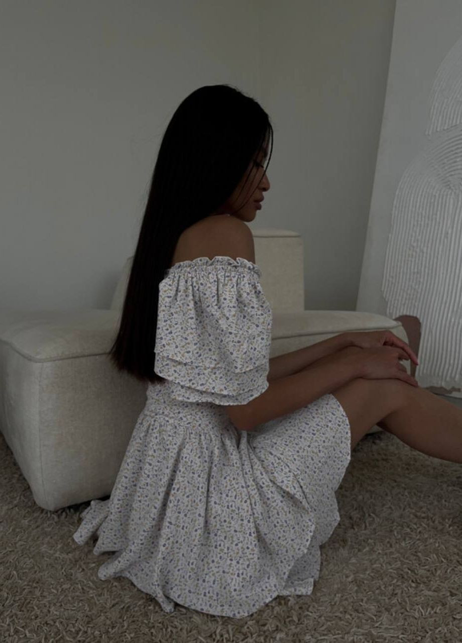 Белое повседневный невероятно красивое и лёгкое женское платье 🥰 No Brand с цветочным принтом
