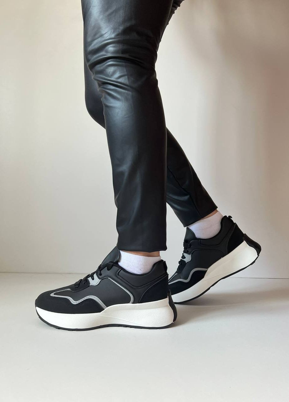 Черно-белые демисезонные кроссовки женские No Brand