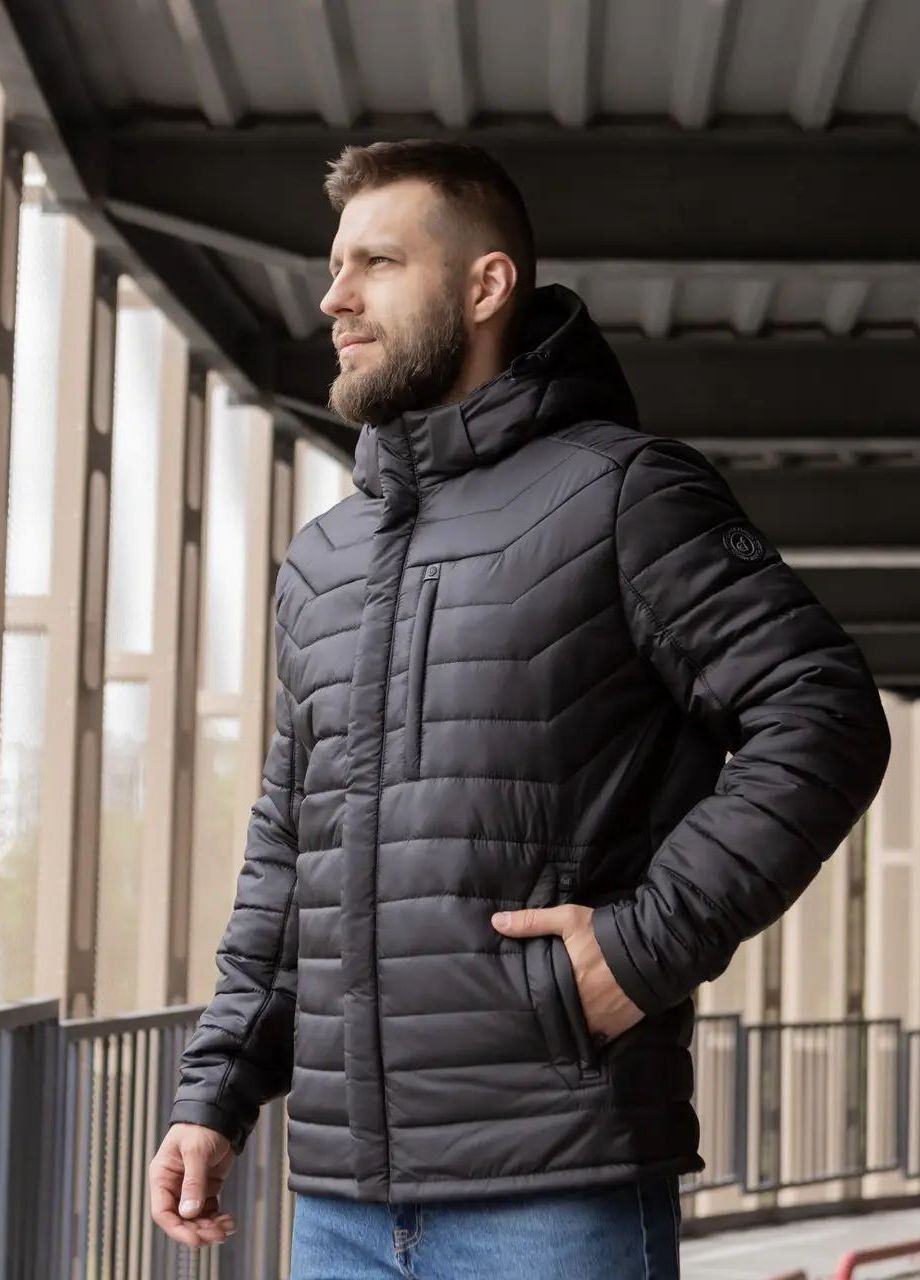 Черная демисезонная мужская куртка большого размера демисезонная SK