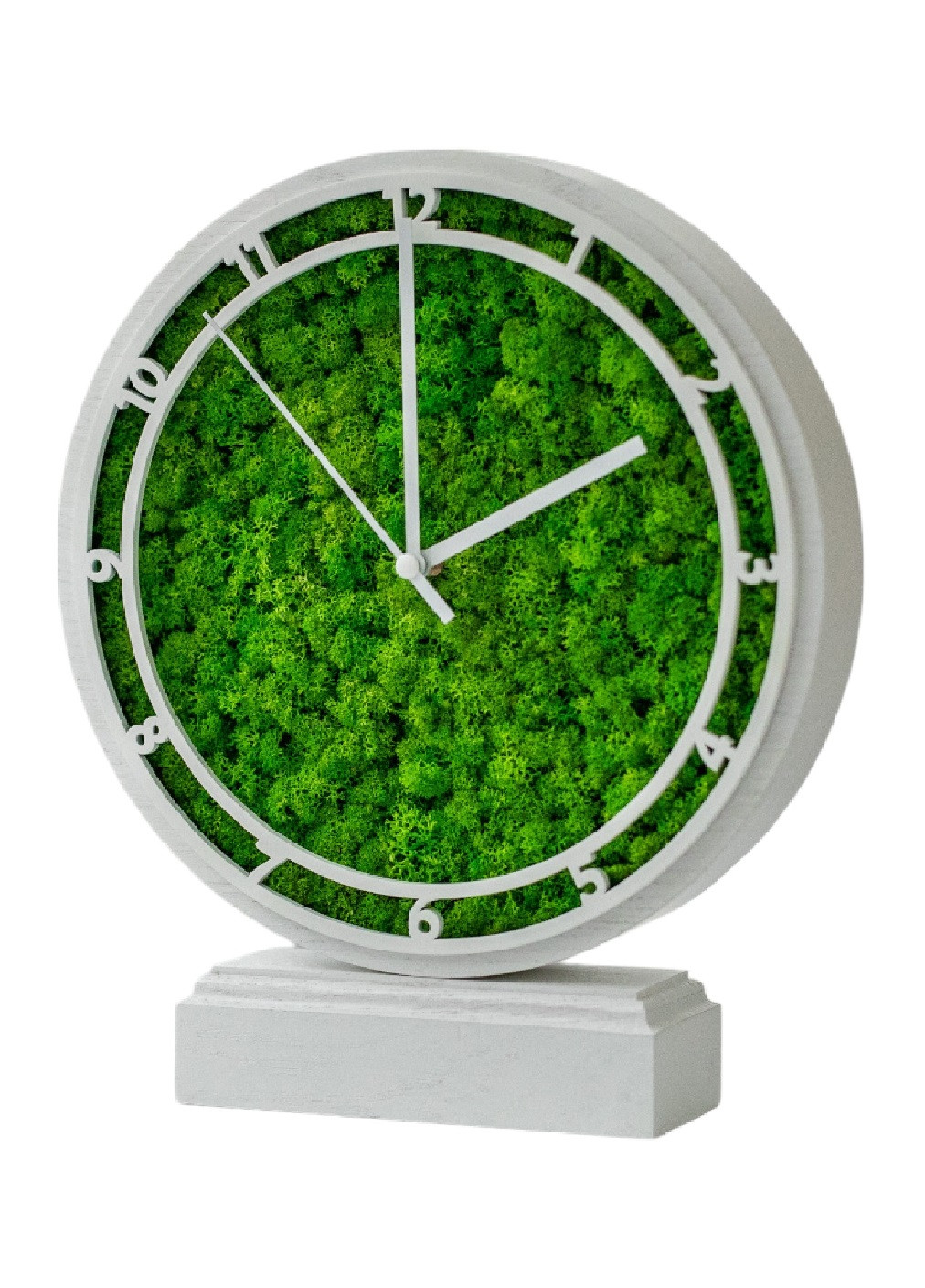 Часы настольные компактные стильные с подсветкой со стабилизированным мхом из дерева 24х24х4 см (475765-Prob) Белые Unbranded (271124282)