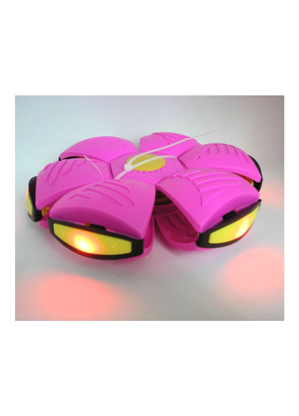 Складной игровой мячик фрисби розовый Flat Ball Disc мяч трансформер летающая тарелка светящаяся с 6 LED No Brand (272158258)