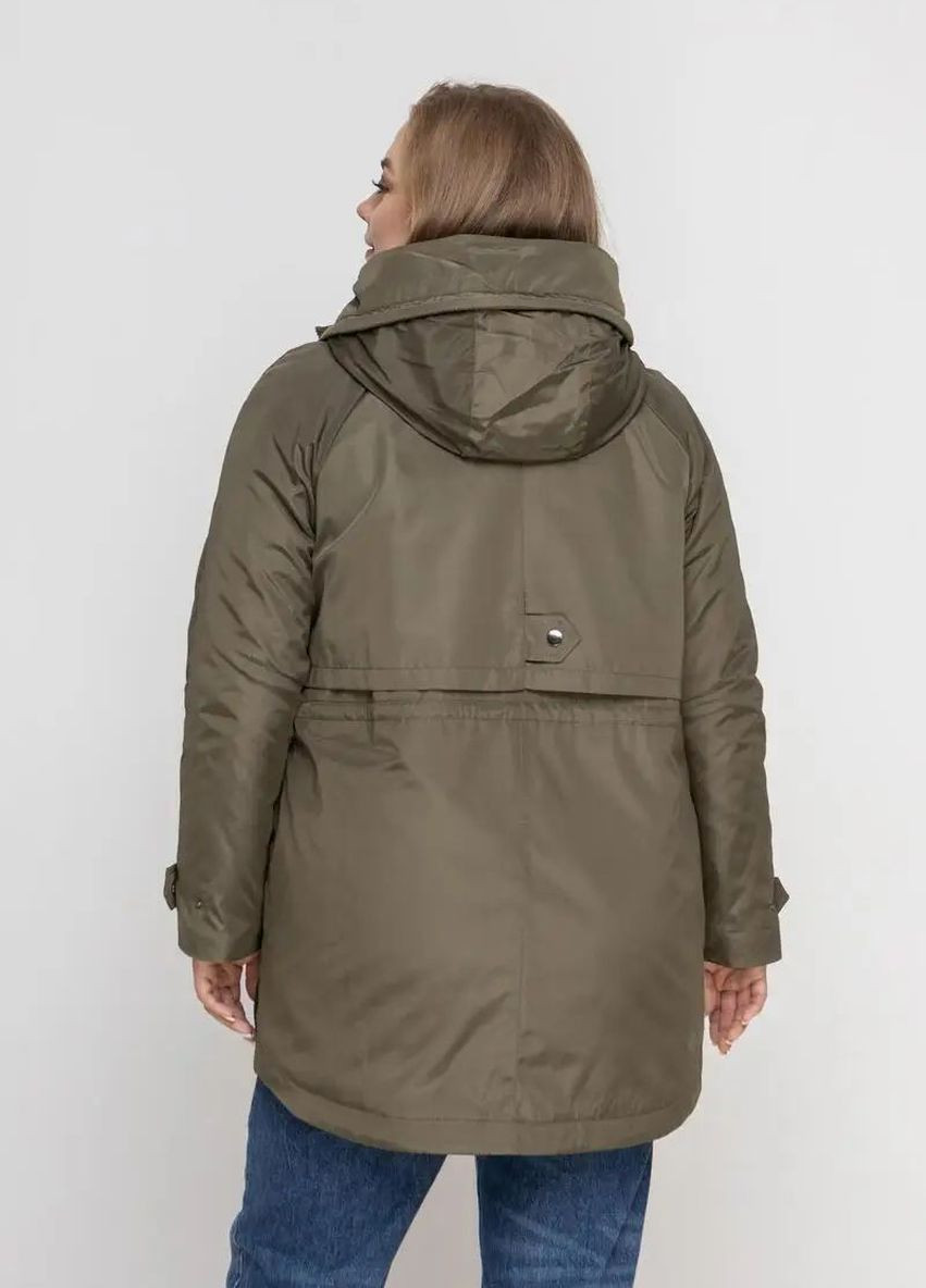 Оливковая (хаки) зимняя зимняя куртка женская большого размера SK