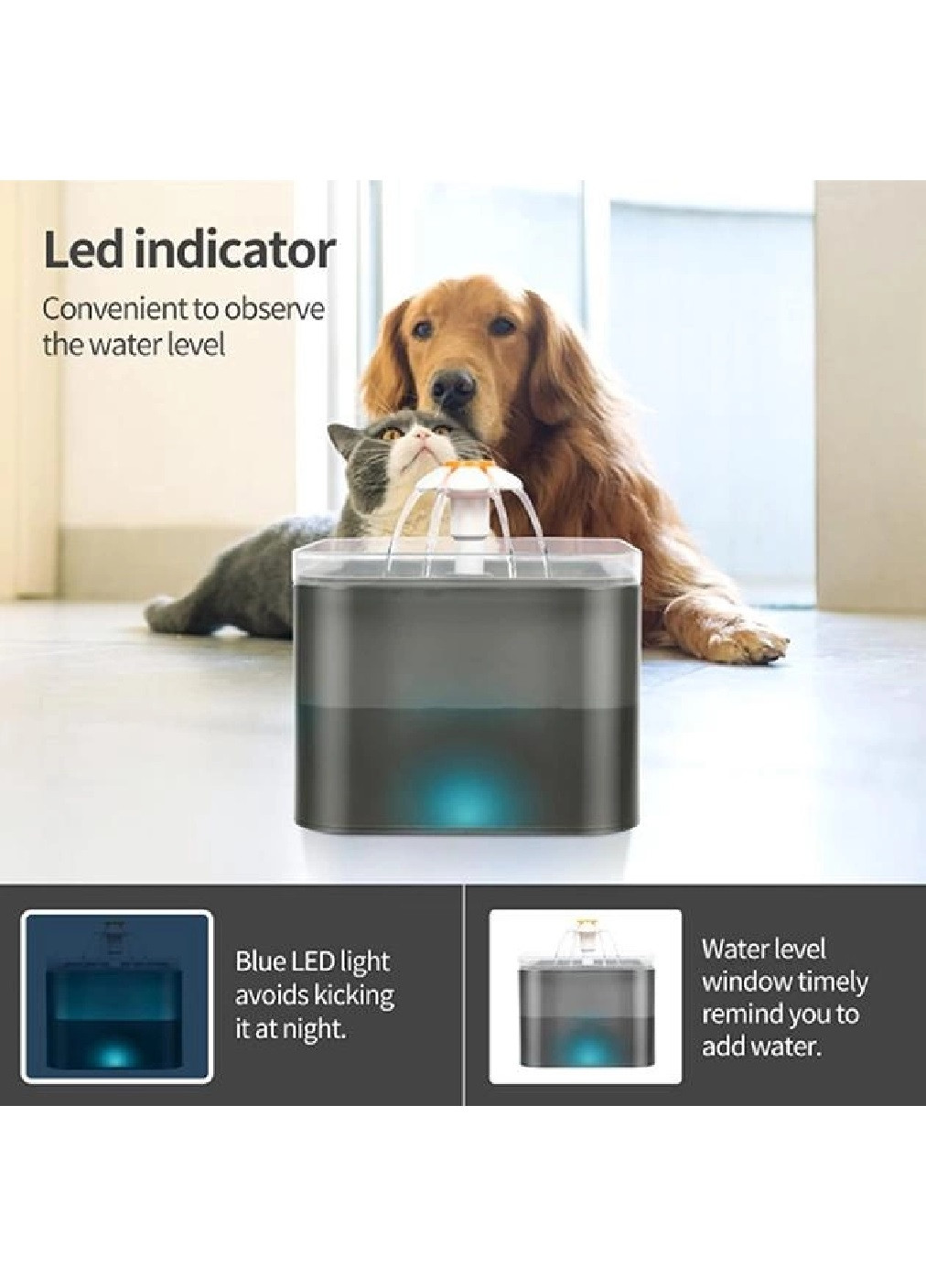 Питний фонтанчик поїлка посуд для котів собак тварин з фільтром датчиком руху USB 2 л (475734-Prob) Unbranded (270827881)