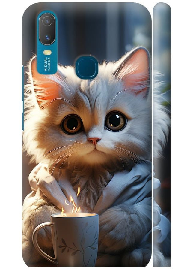 3D пластиковый матовый чехол 'White cat' для Endorphone Vivo Y11 (265396257)
