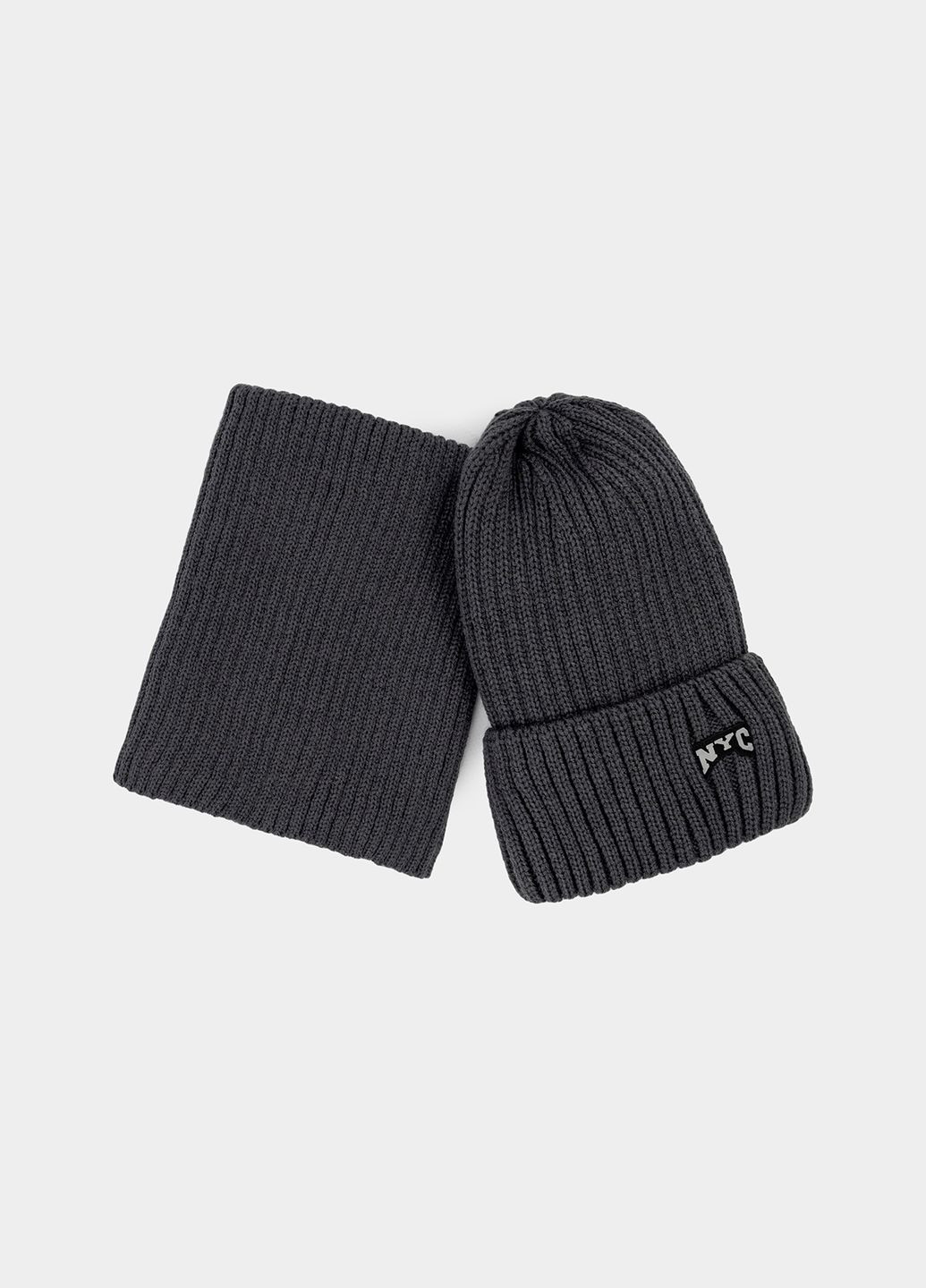 Комплект шапка та снуд для хлопчика колір темно-сірий ЦБ-00234134 Yuki (268734763)