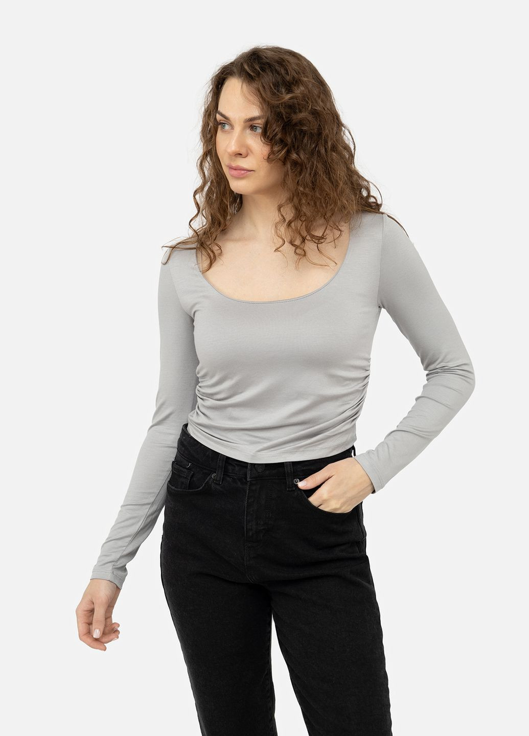 Жіноча футболка колір світло-сірий ЦБ-00242075 Busem (277695754)